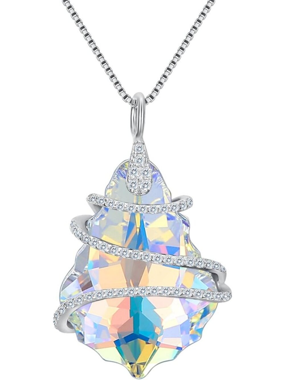 Sterling Silver 925 CZ Baroque Pendant Necklace - Adjustable Fashion Jewelry